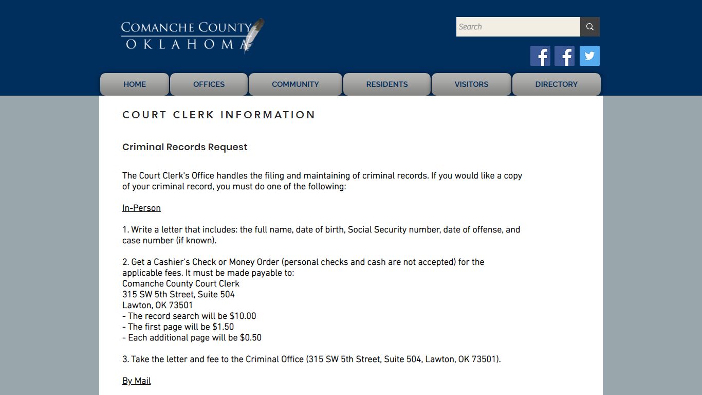 Criminal Records Request | Comanche County