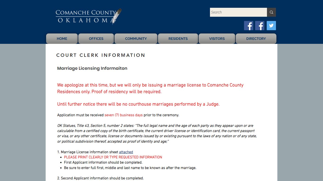 Court Clerk Informaiton | Comanche County